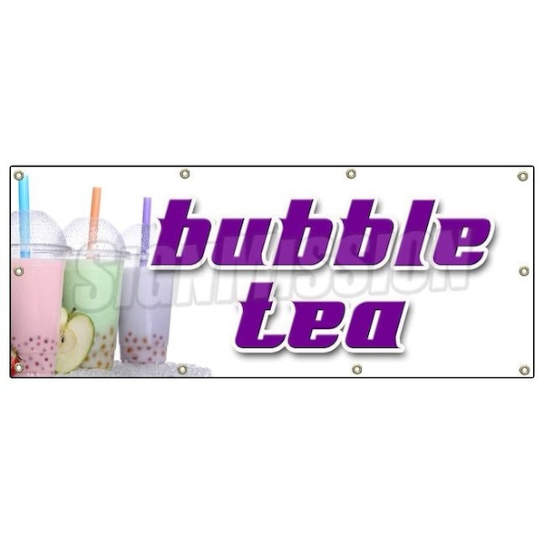 Bubble Tea Banner Heavy Duty 13 Oz Vinyl with Grommets Single Sided